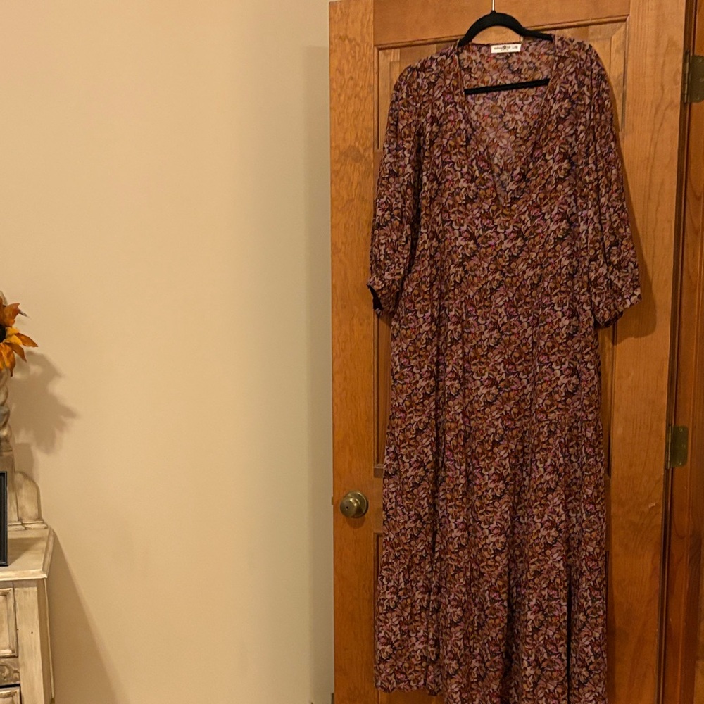 NATURAL LIFE Purple Floral Long Sleeve Dress